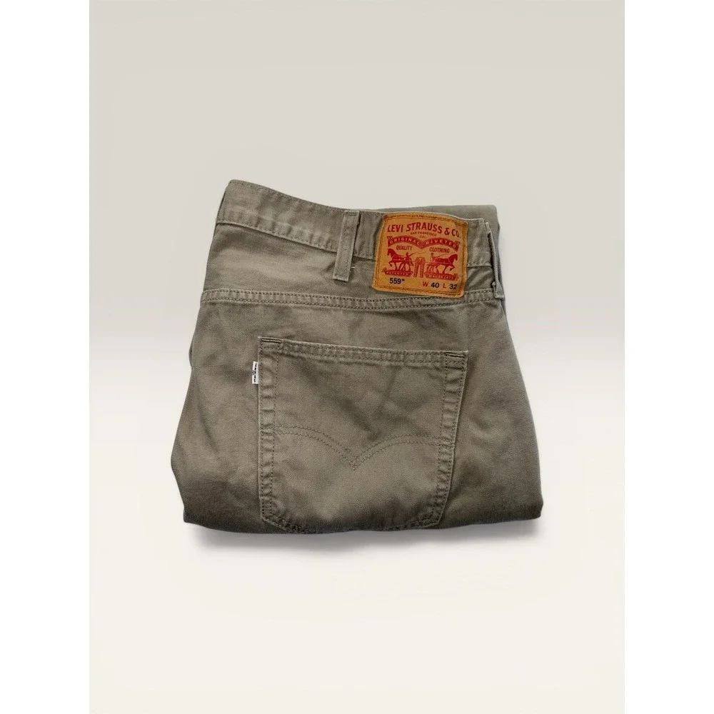Levi's 559 Relaxed Straight Jeans Men 40x32 (43x31) Khaki Tan Denim 5 Pocket